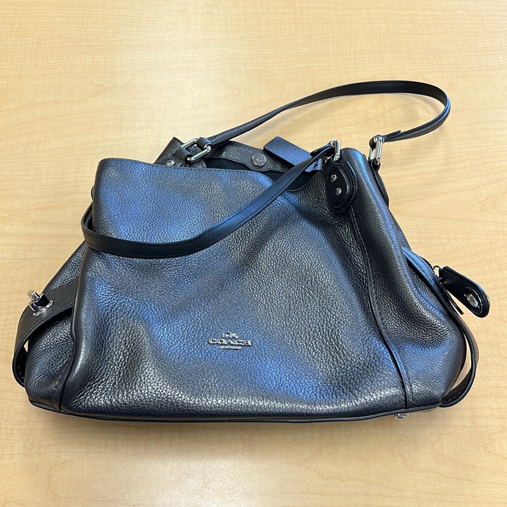 Silver metallic Coach handbag